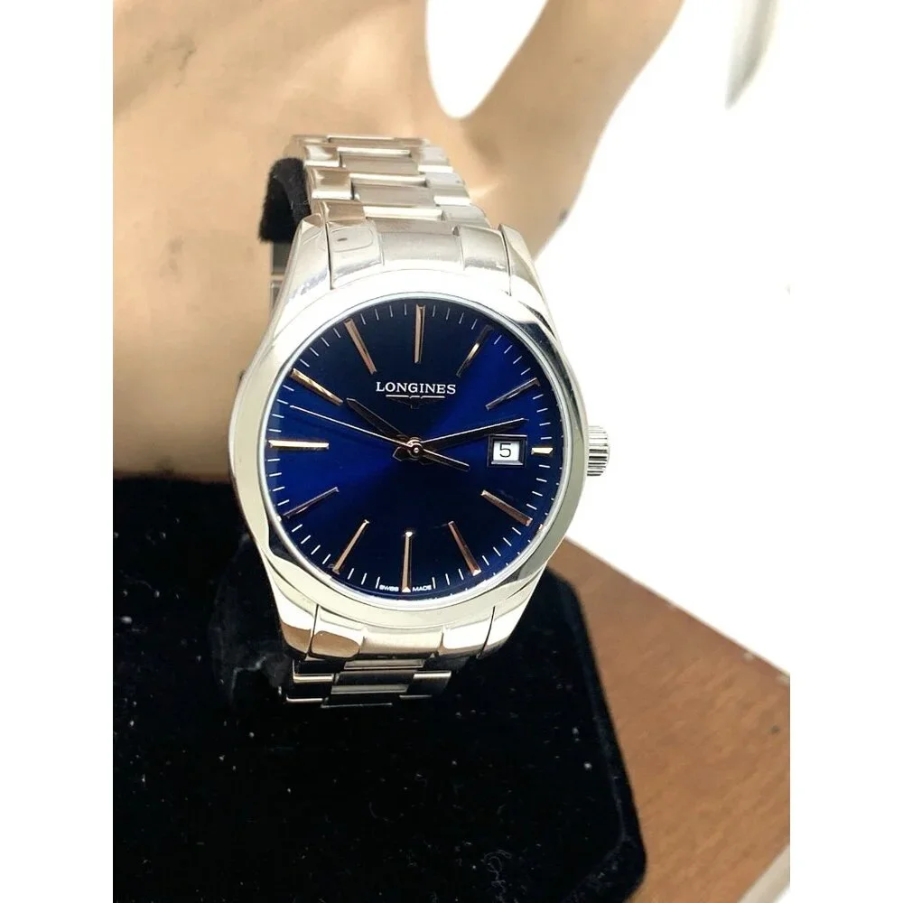 Longines Women's Watch L23864926 Conquest Swiss Quartz Blue Dial Steel 34mm